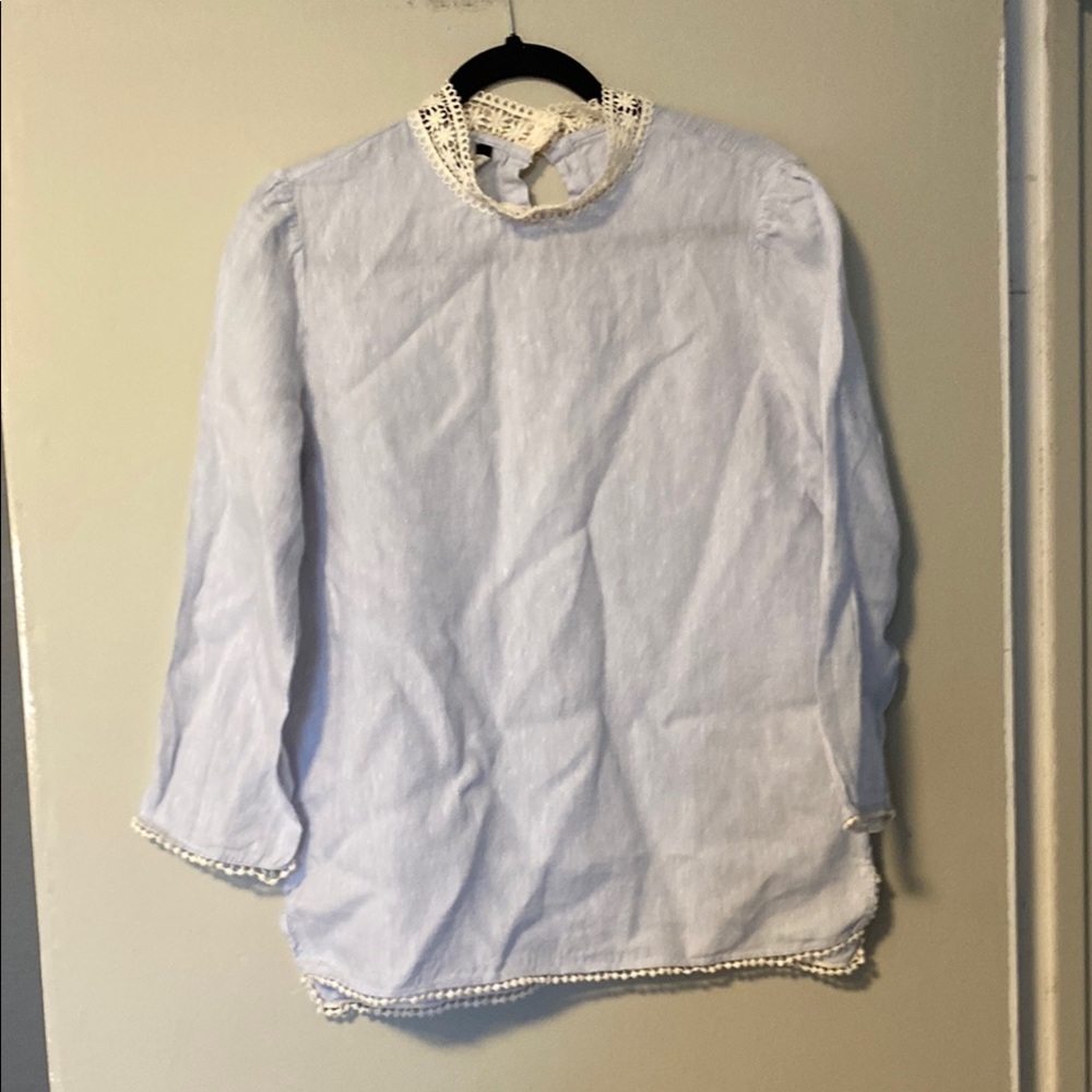 Zara Sky Blue Blouse with Crochet Details